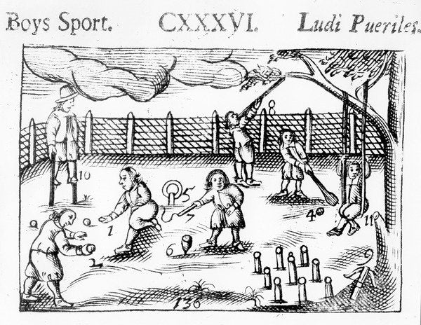Detail of Boys' sport from 'Orbis Sensualium Pictus', 1658 by John Amos Comenius