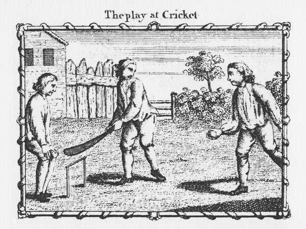 Detail of The play at Cricket by English School