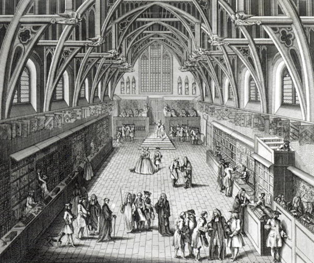 Detail of Westminster Hall, The First Day of Term, A Satirical Poem, 1797 engraved by C.Mosley by Hubert Gravelot