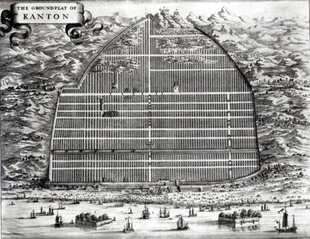 Detail of Ground Plan of Canton, China by Johannes Nieuhoff