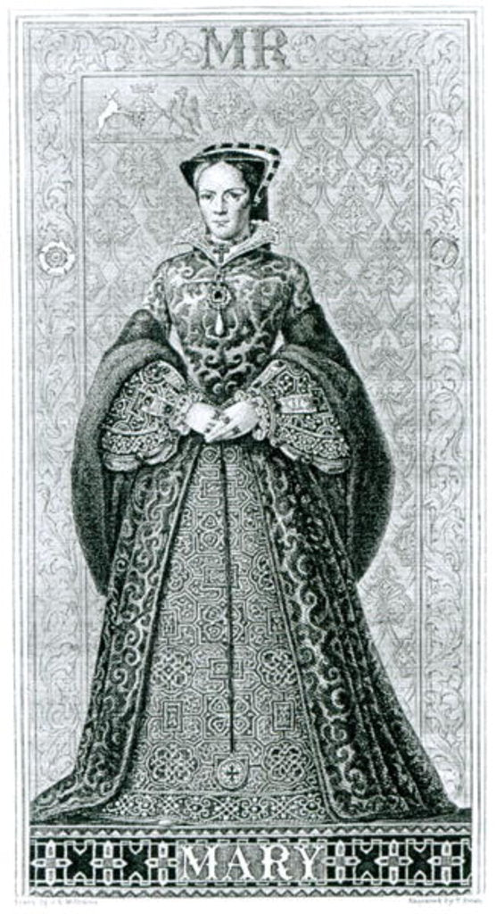 Detail of Queen Mary I engraved by T.Brown by Hans Eworth or Ewoutsz