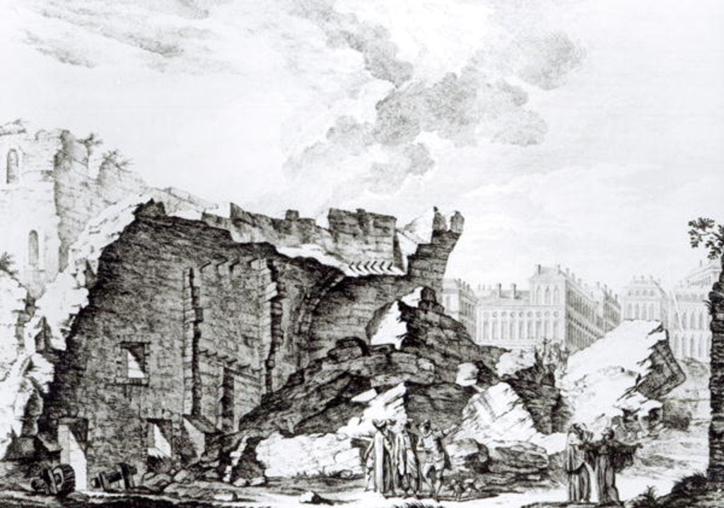 Detail of Tower of San Roque, Lisbon after the earthquake of 1755 by French School