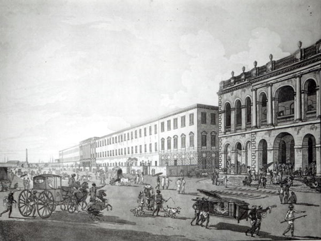 Detail of The Mayor's Court and Writers' Building, Calcutta, 1786 by Thomas Daniell