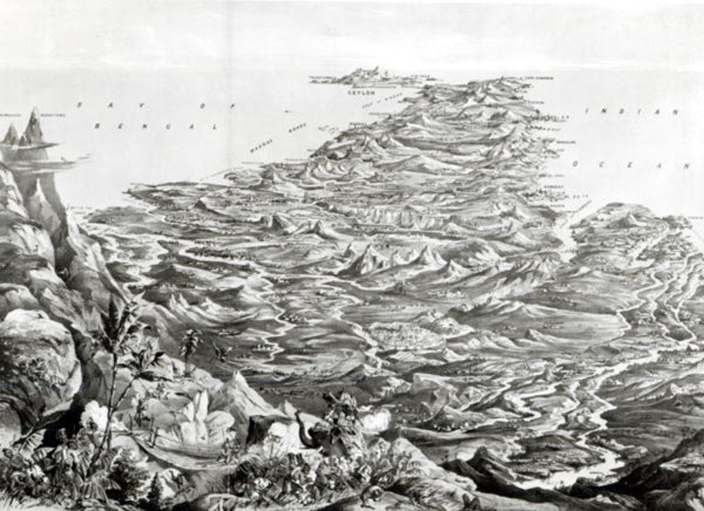 Detail of Panoramic view of India from the Himalaya Mountains, designed by T. Packer, 1857 by English School