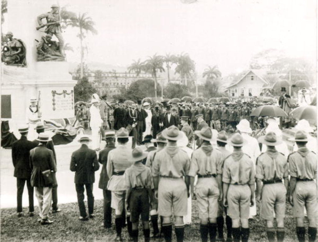 Detail of Unveiling of War Memorial, Port of Spain, Trinidad, c.1920 by English Photographer