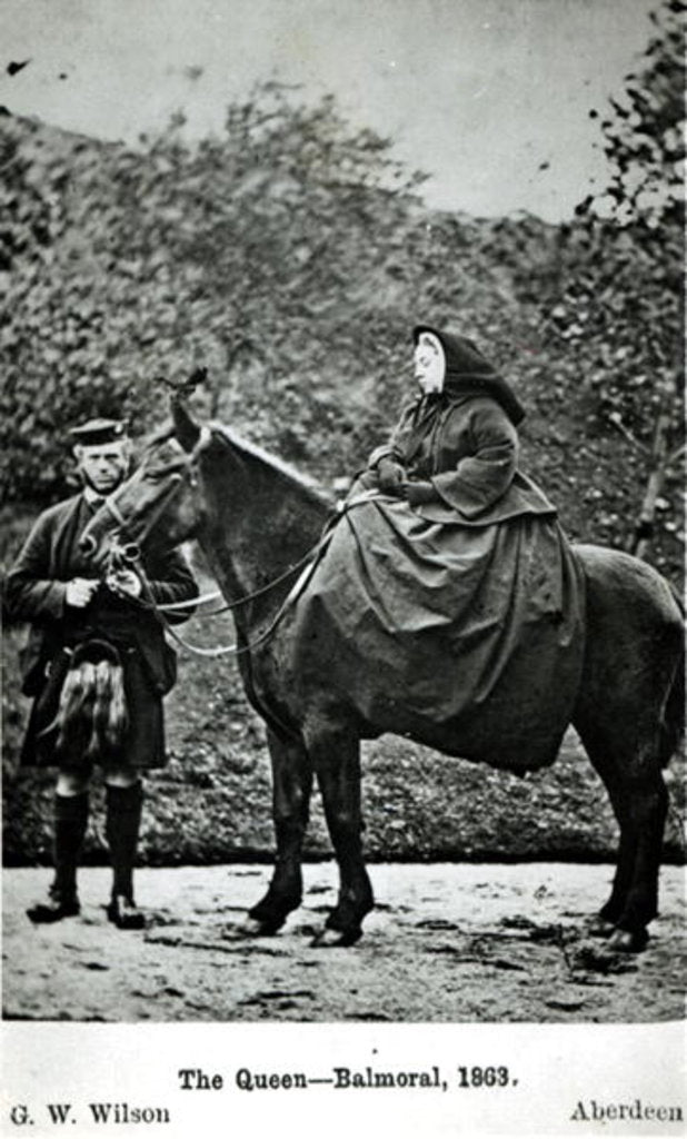 Detail of Queen Victoria on horseback at Balmoral , 1863 by George Washington Wilson