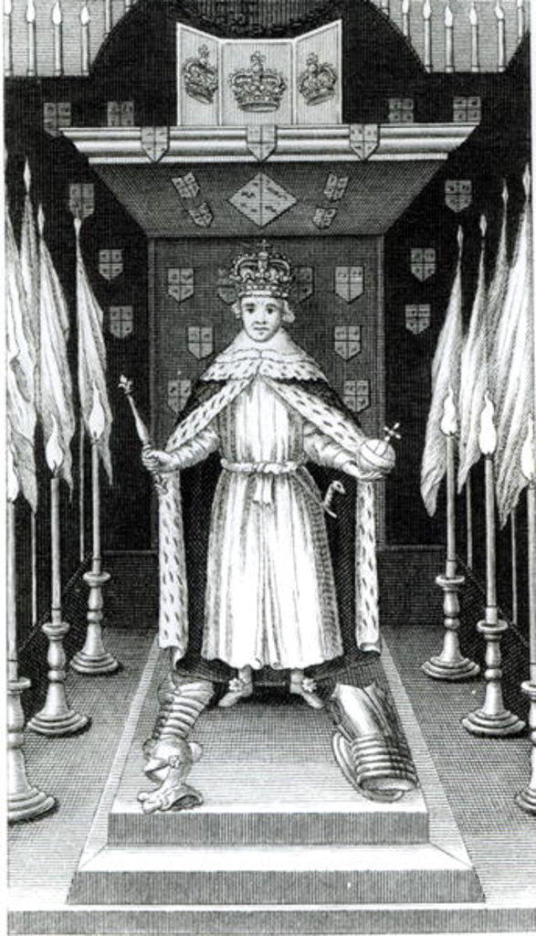 Detail of Oliver Cromwell standing in state; by English School