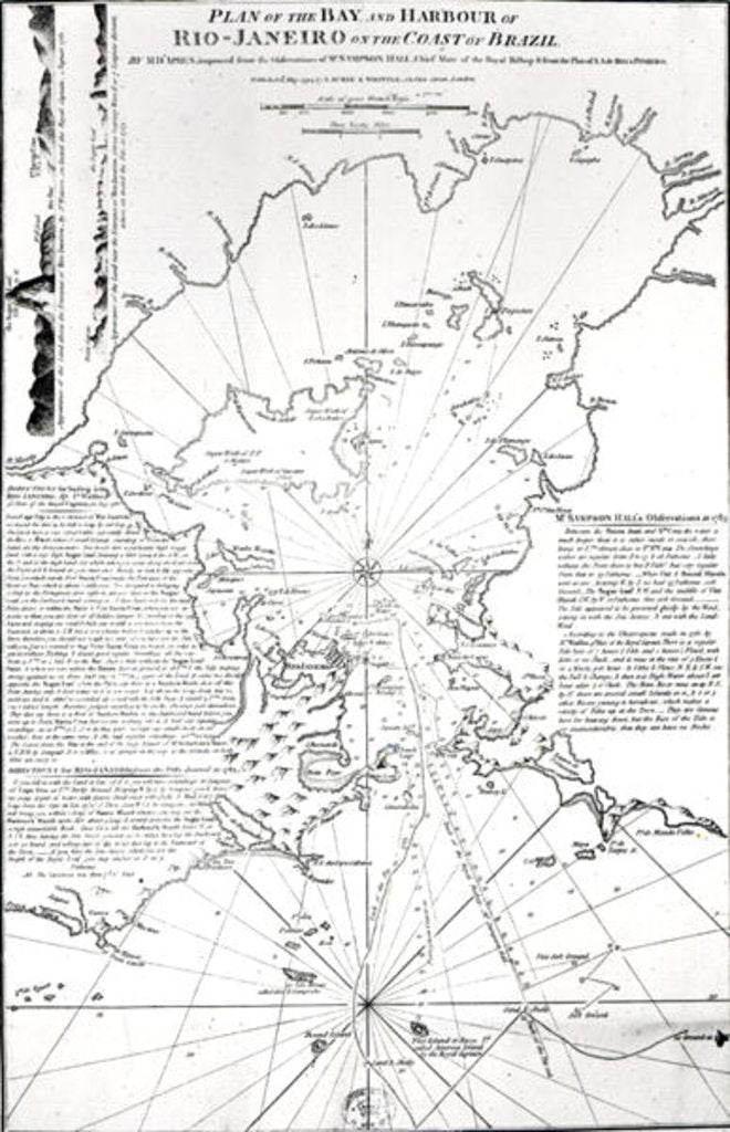 Detail of Plan of the Bay and Harbour of Rio de Janeiro on the coast of Brazil, 1794 by French School