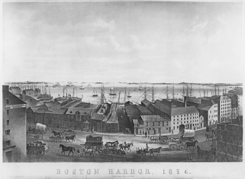 Detail of Boston Harbour, 1854 by American School