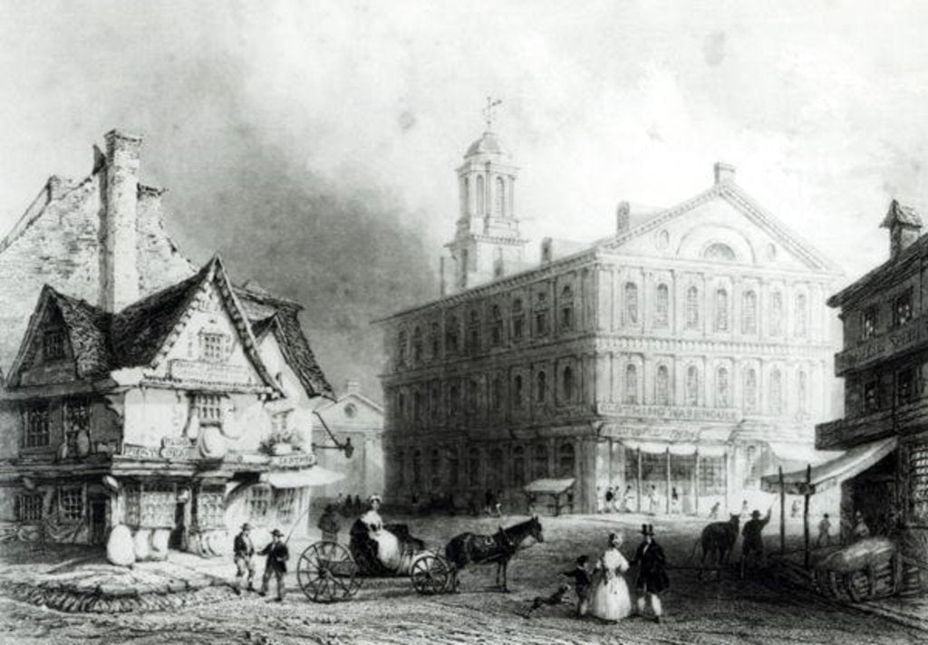 Detail of Faneuiel Hall, Boston by William Henry Bartlett