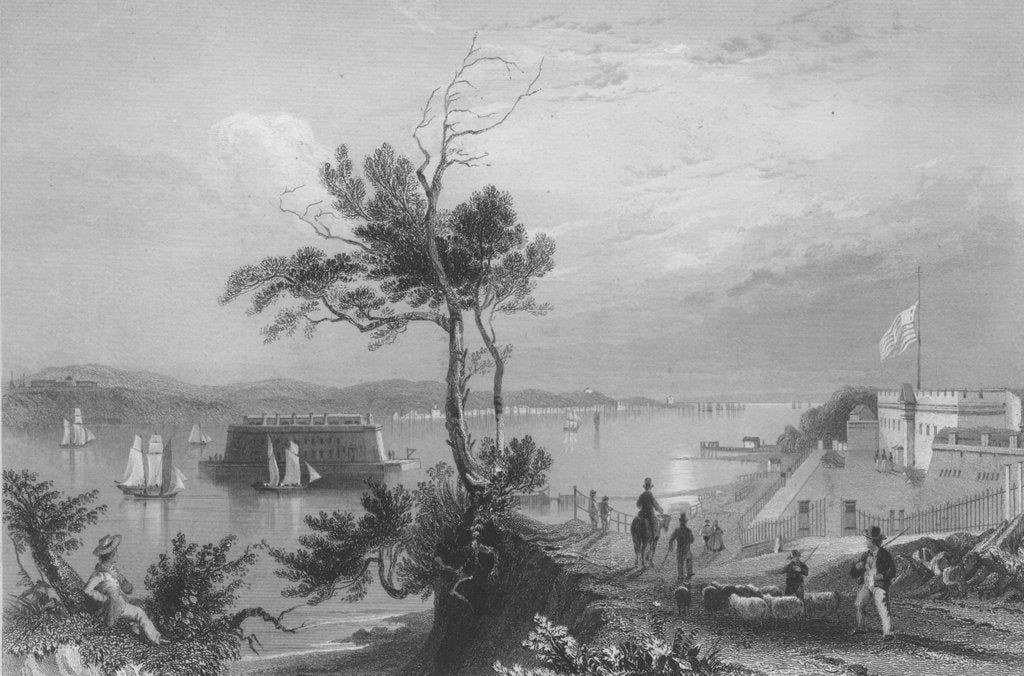 Detail of The Narrows from Fort Hamilton by William Henry Bartlett