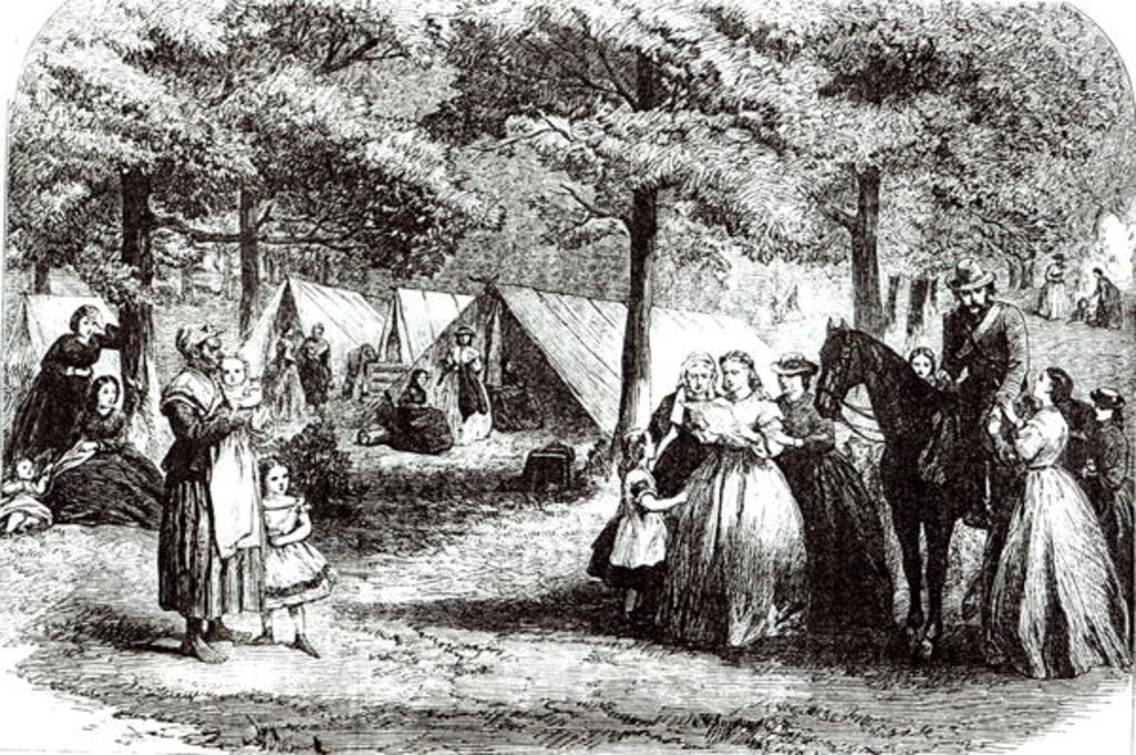 Detail of Southern refugees encamped in the woods near Vicksburg by American School
