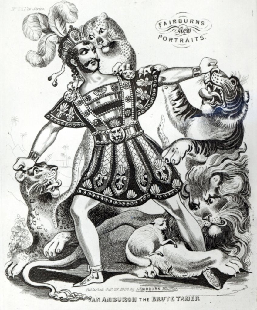 Detail of Van Amburgh the Brute Tamer, 1838 by J. Fairburn