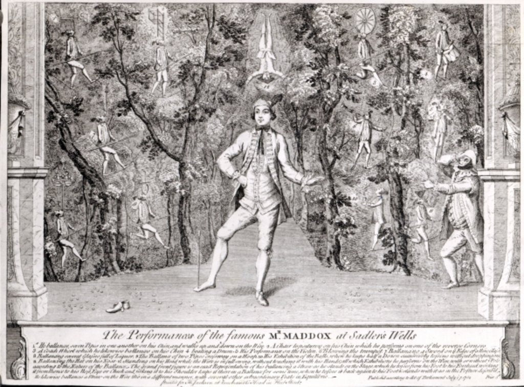 Detail of The Performances of the famous Mr. Maddox at Sadler's Wells, July 1752 by English School