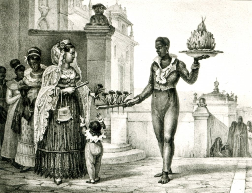 Detail of Flower seller outside a church door by Jean Baptiste Debret