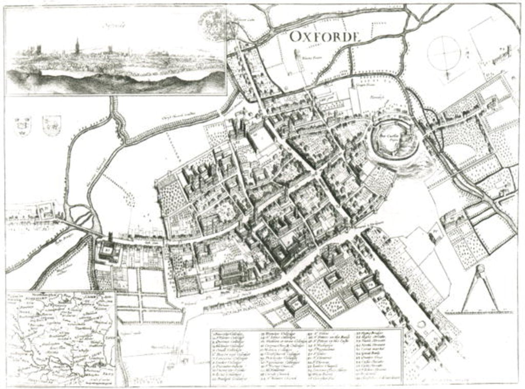 Detail of Map of Oxford, 1643 by Wenceslaus Hollar