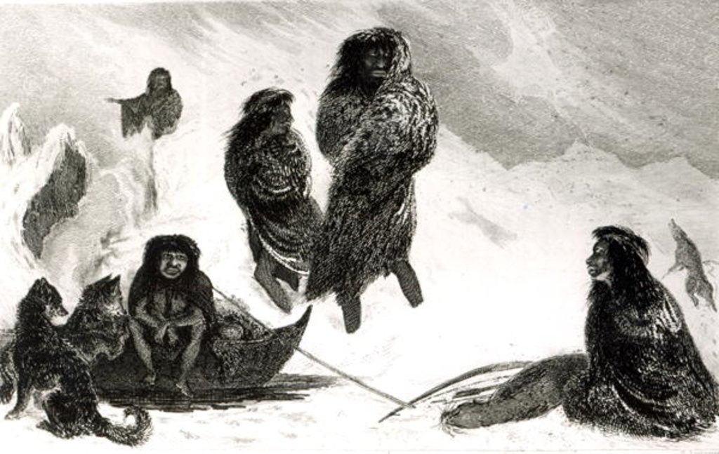 Detail of Fuegians going to trade in Zapallos with the Patagonians by Robert Fitzroy