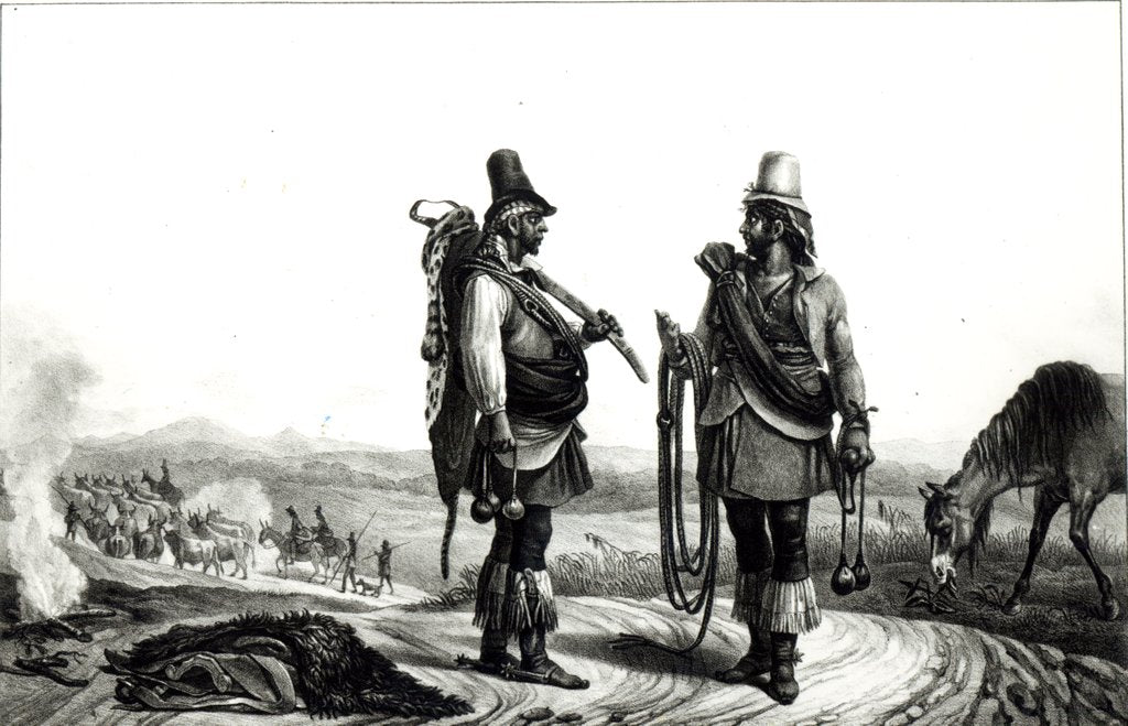 Detail of Charrua Indians from 'Voyage Pittoresque et Historique au Bresil' by Jean Baptiste Debret
