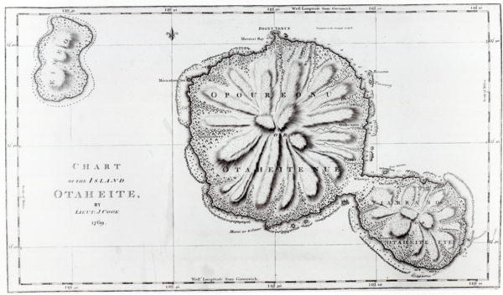 Detail of Chart of the Island Otaheite, 1769 by J. Cook