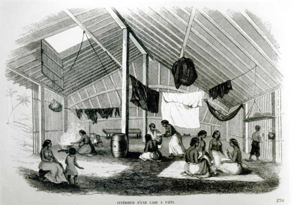 Detail of Inside a Tahitan Hut by French School
