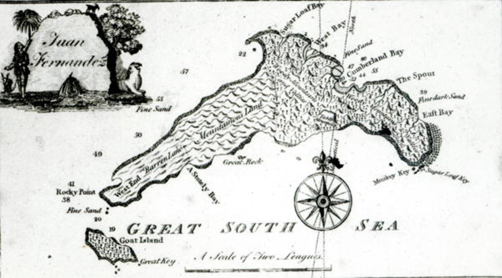 Detail of Map of South Pacific Island, 1800 by English School