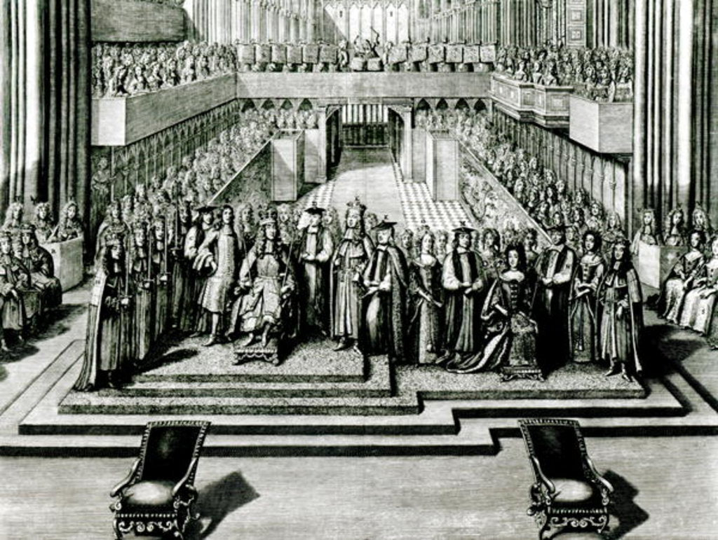 Detail of The Enthroning of King James II and Queen Mary by English School