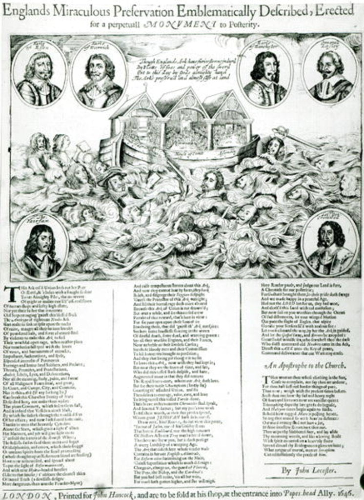 Detail of Englands Miraculous Preservation Emblematically Described, Erected for a perpetual Monument to Posterity, 1646 by English School