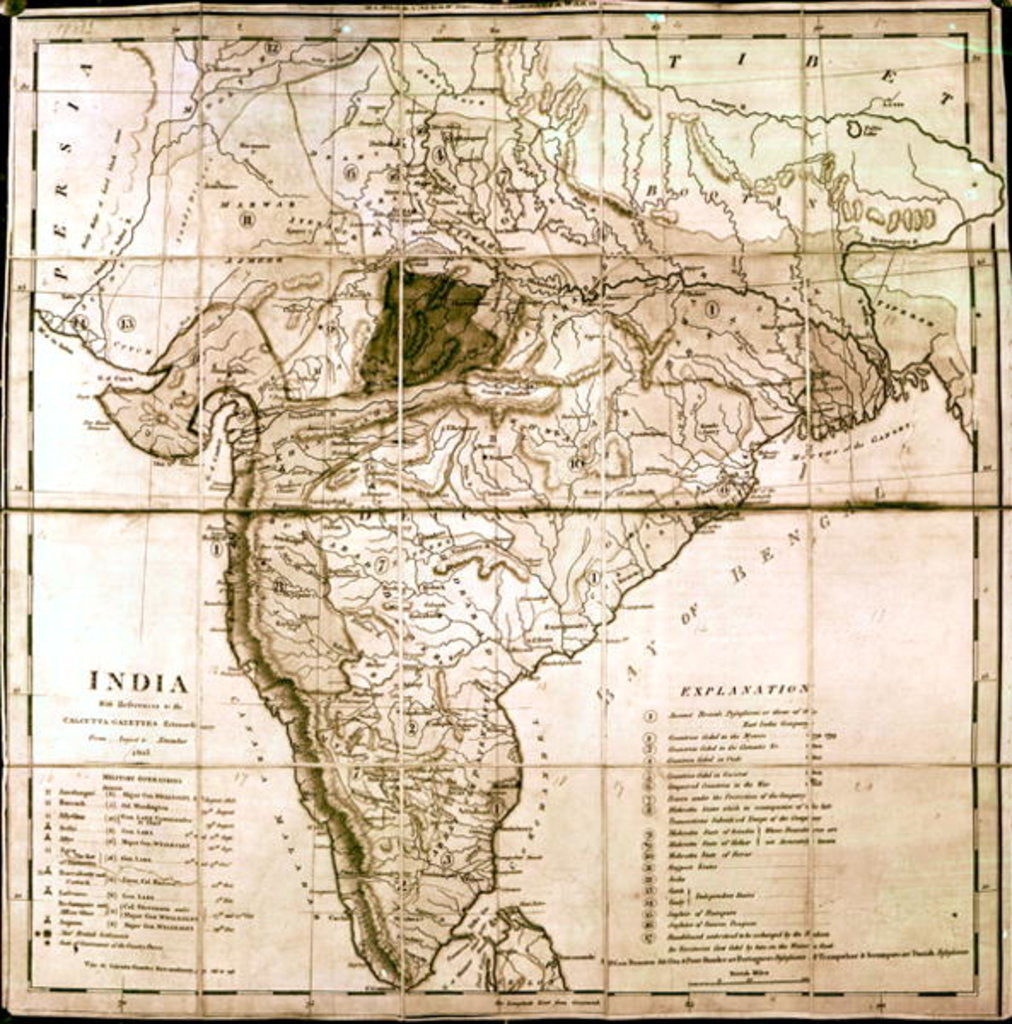 Detail of Map of India, 1803 by English School