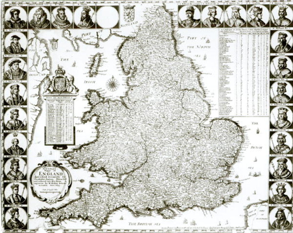 Detail of Map of England and Wales, 1644 by Wenceslaus Hollar
