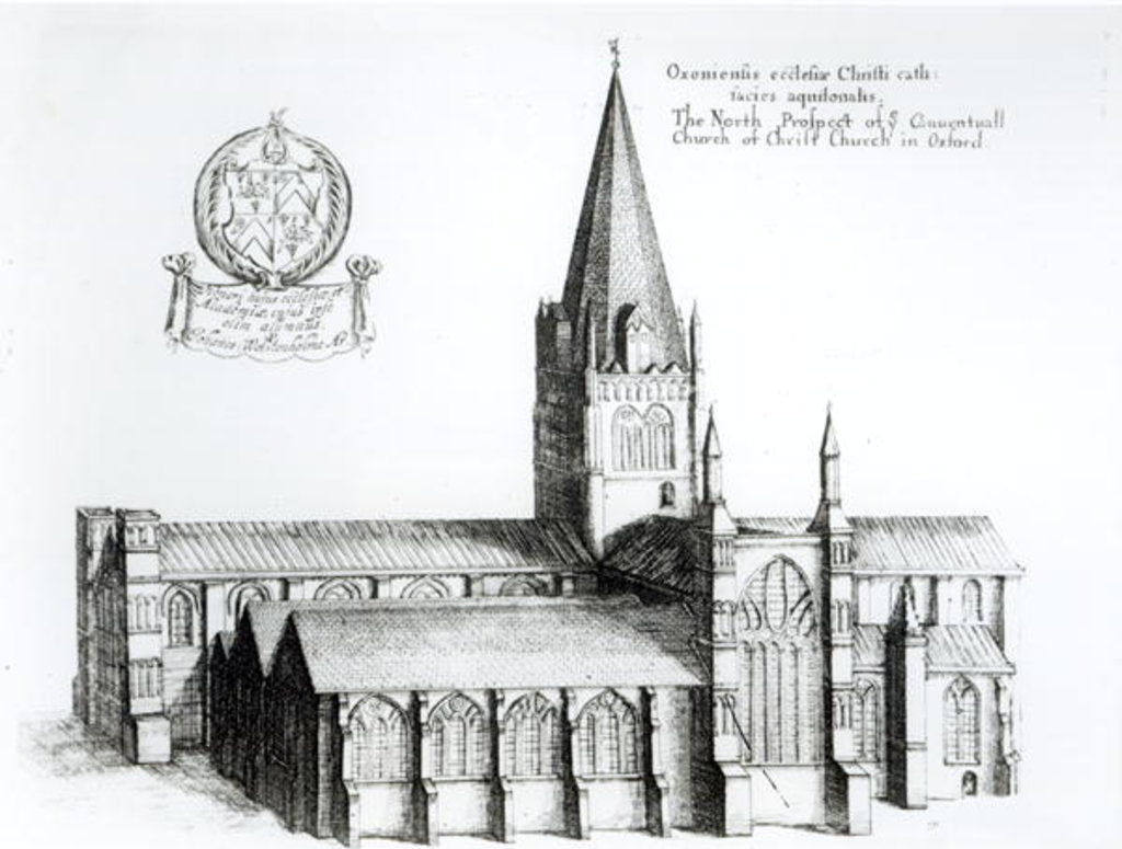 Detail of The North Prospect of Conuentuall Church of Christ Church in Oxford by School English