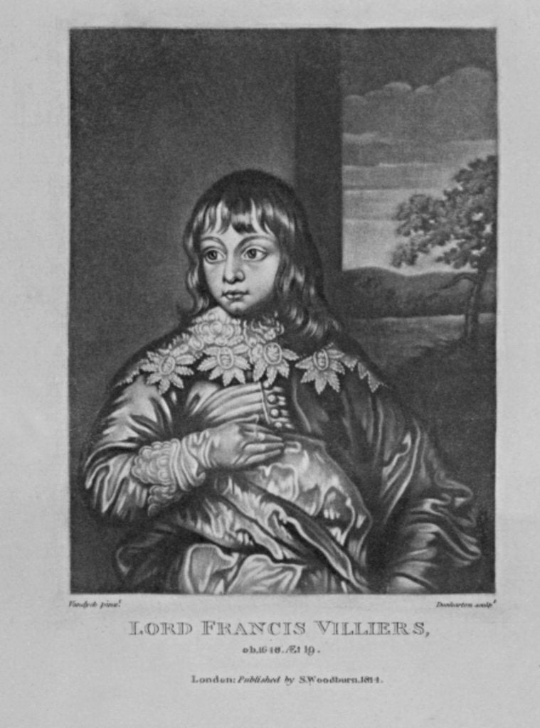 Detail of Portrait of Lord Francis Villiers. from 'Characters Illustrious in British History', by Richard Earlom and Charles Turner, 1815 by English School