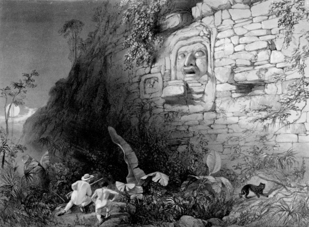 Detail of Head of Itzam Na, Izamal, Yucatan, Mexico, 1844 by Frederick Catherwood