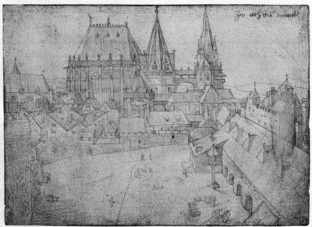 Detail of The Minster at Aachen, 1520 by Albrecht Dürer or Duerer