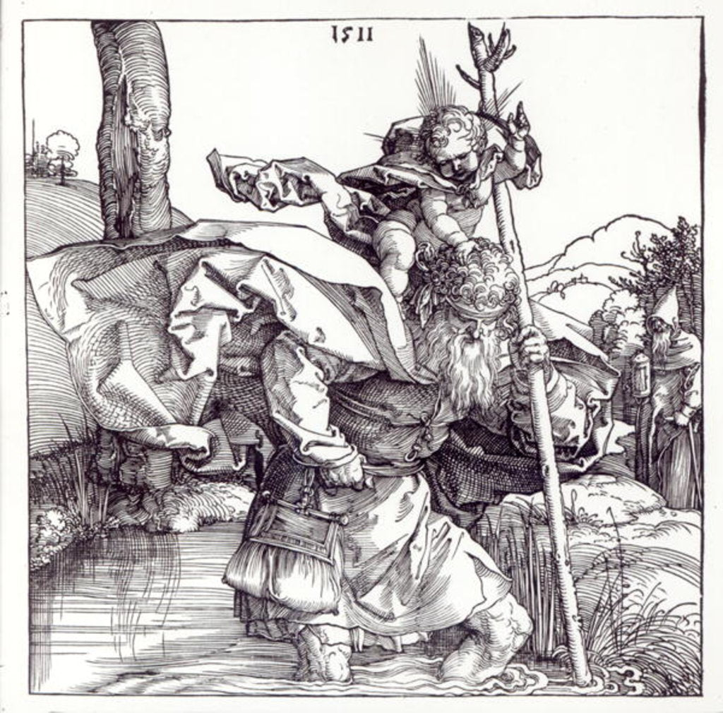 Detail of St.Christopher carrying the Infant Christ, 1511 by Albrecht Dürer or Duerer
