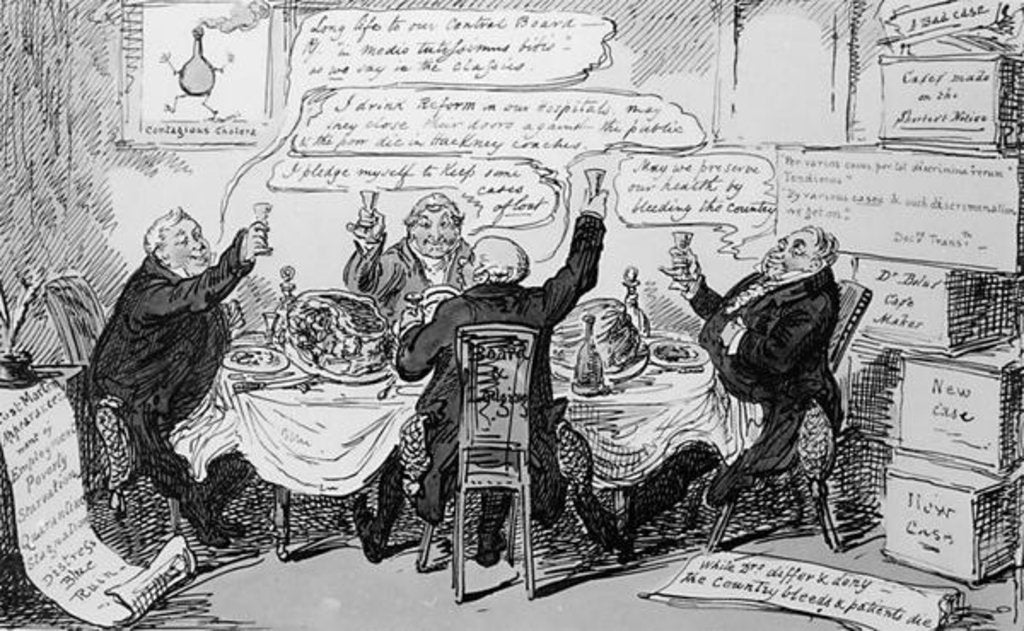 Detail of Cholera Consultation at The Central Board of Health, published on Feb 27th 1832 by George Cruikshank