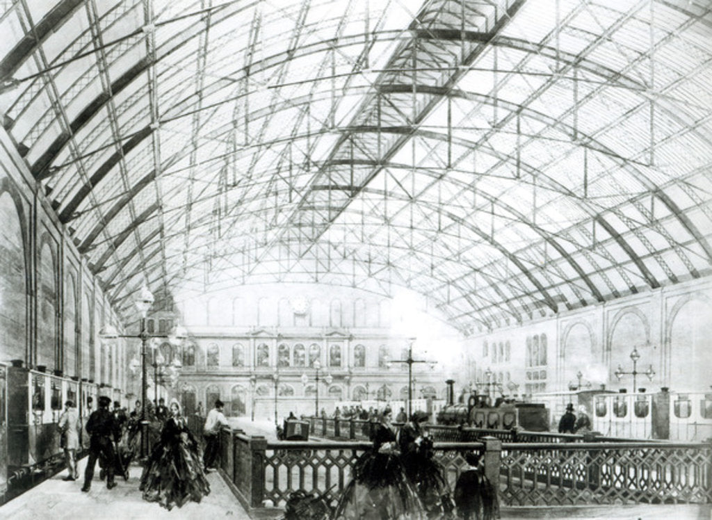 Detail of Interior of Charing Cross station by English School