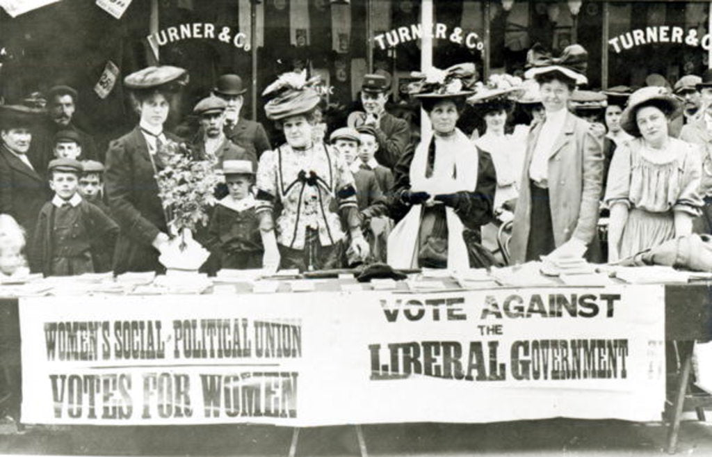 Detail of Suffragettes at a Campaign Stand, c.1910 by English Photographer