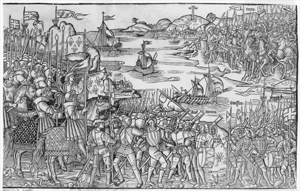 Detail of Louis IX of France disembarking at Damietta during the Seventh Crusade by French School