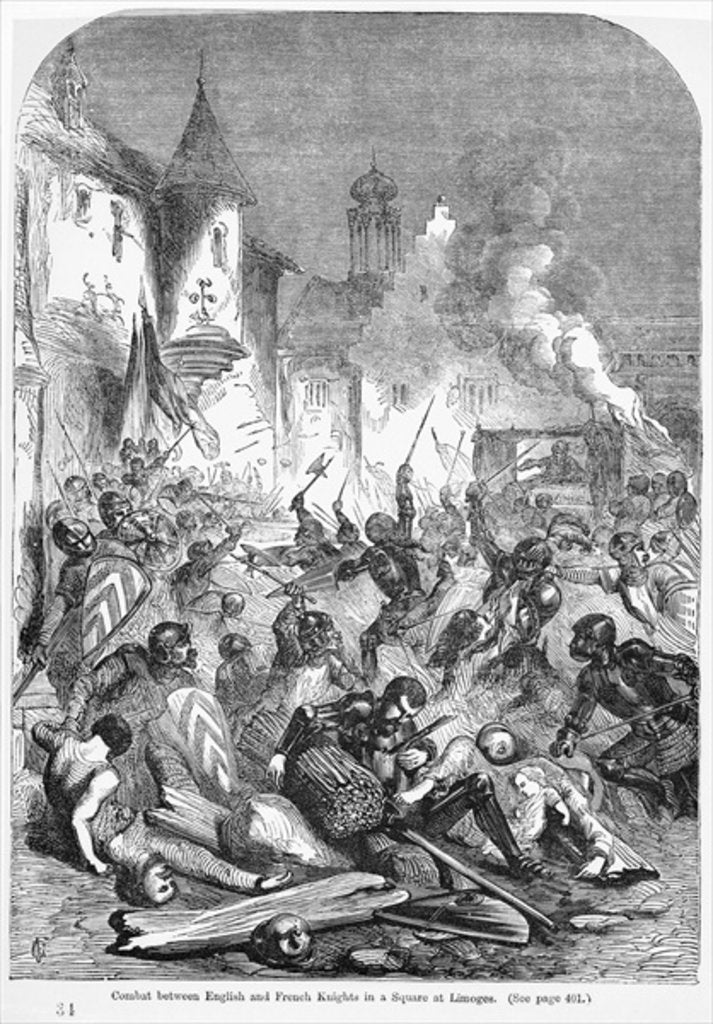 Detail of Combat between English and French Knights in a Square at Limoges by English School