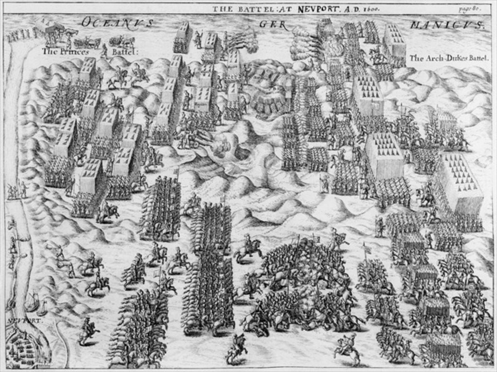 Detail of Maurice defeats the Austrians at the Battle of Nieuport, 1600 by English School