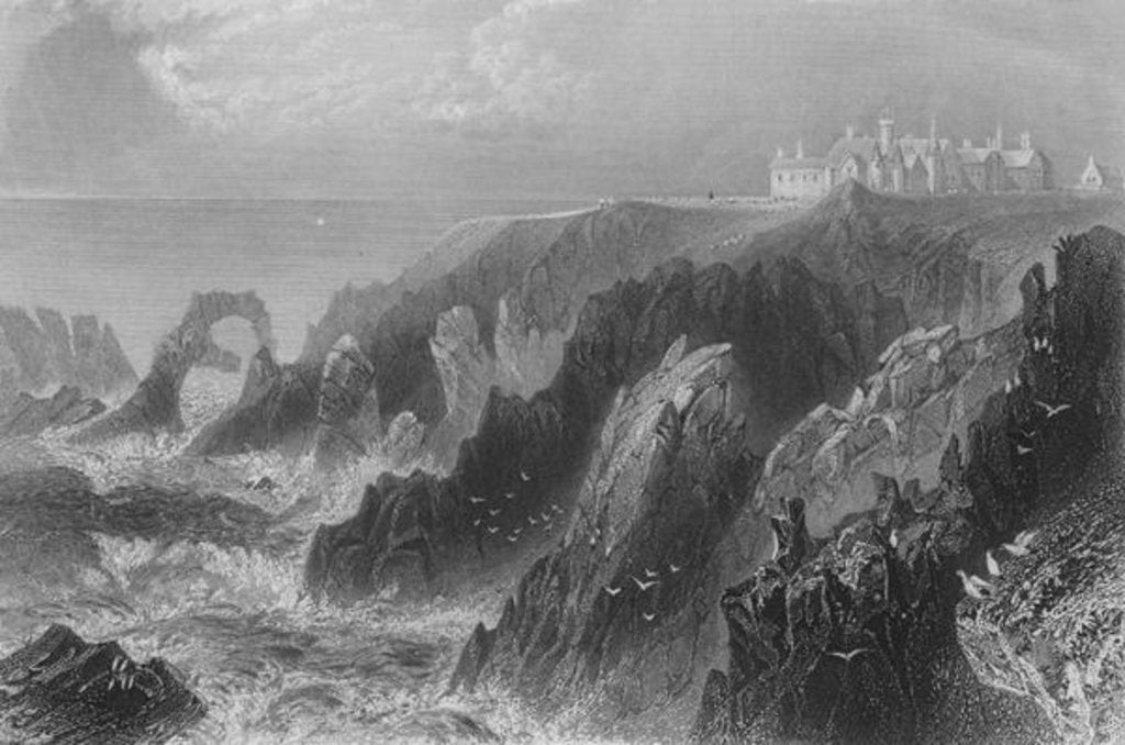 Detail of View of Slaines Castle, near Peterhead by William Henry Bartlett