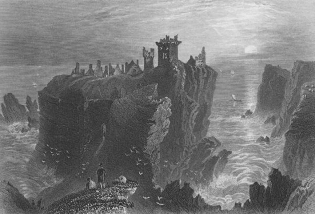 Detail of View of Dunottar Castle, near Stonehaven by William Henry Bartlett