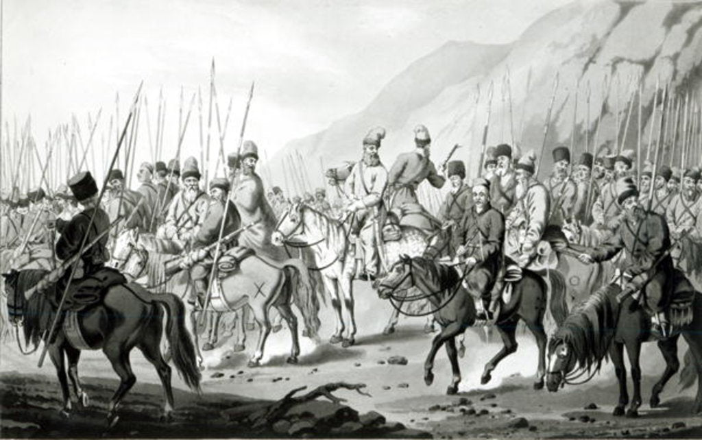 Detail of Different Tribes of Russian Cossacks in Marching Order, 1813 by Peter von Hess