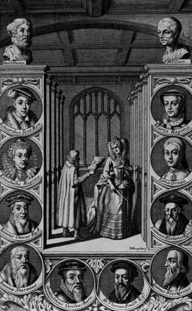 Detail of Reading a letter to Queen Elizabeth I by School English