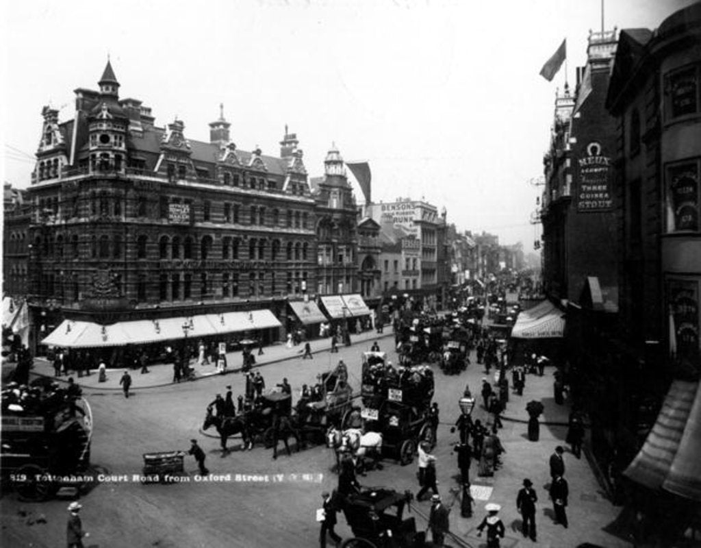 Detail of Tottenham Court Road from Oxford Street, London, c.1891 by English Photographer