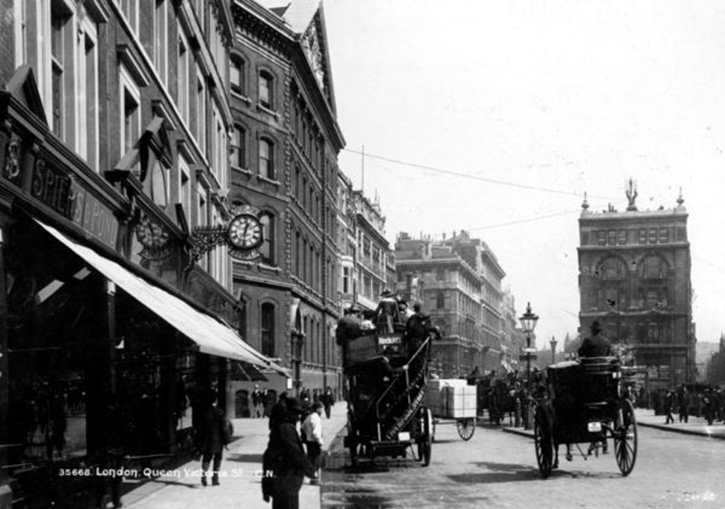 Detail of Queen Victoria Street, London, c.1891 by English Photographer