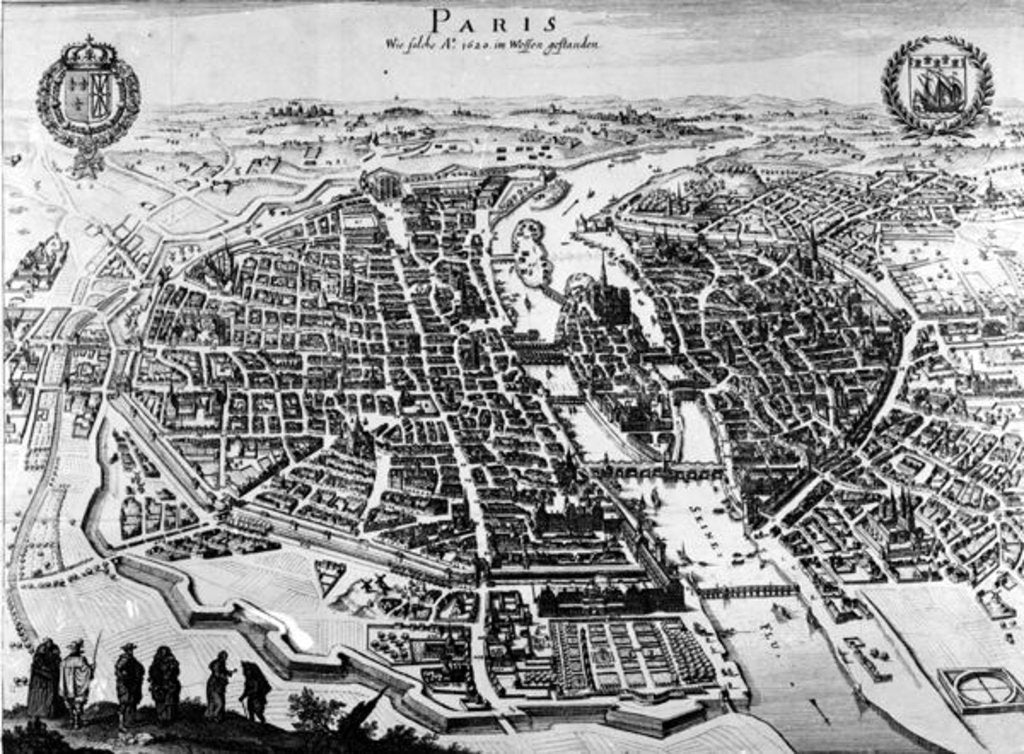 Detail of Map of Paris, 1620 by German School