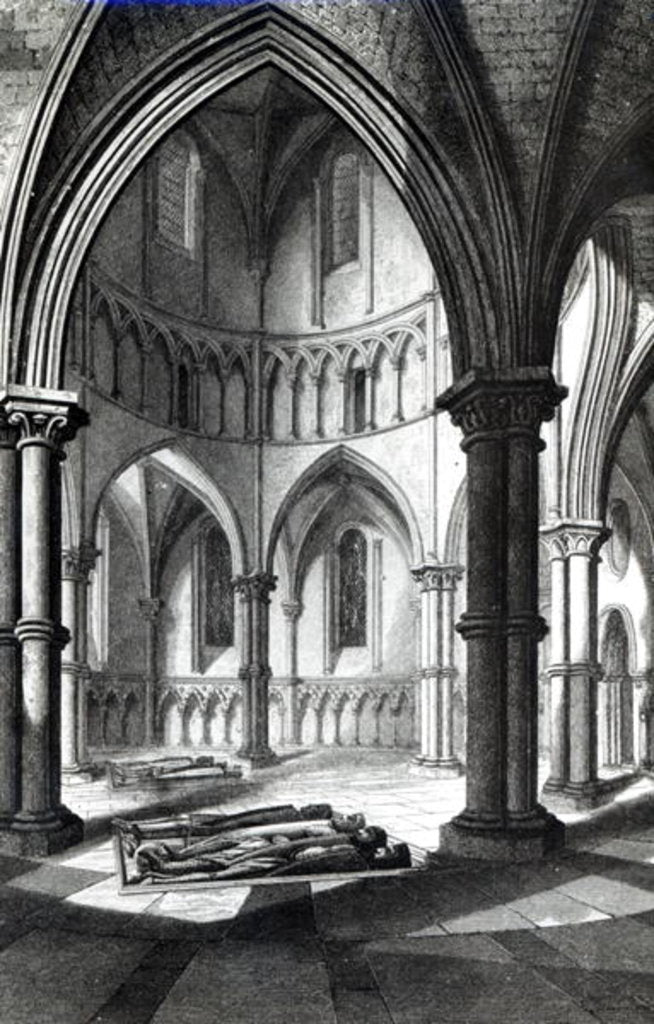 Detail of Interior of the Temple Church showing the effigies of the Knights 9b/w photo) by R.W. Billings