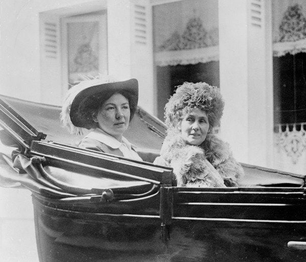 Detail of Christabel and her mother Emmeline Pankhurst in Paris, c.1912 by Anonymous