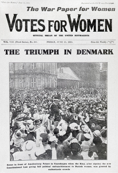 Detail of Front page showing enfranchisement in Denmark, 1915 by Anonymous